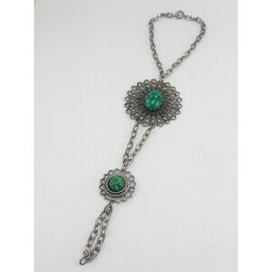 Vintage silver filigree slave bracelet and ring